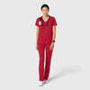 Boundless Women's 2-Pocket V-Neck Scrub Top Red full scrub set