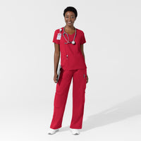 Boundless Women's Classic Wide Leg Cargo Scrub Pant - Red scrub set