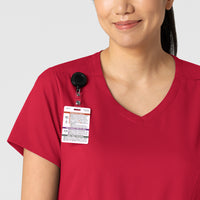 Boundless Women's 2-Pocket V-Neck Scrub Top Red front detail