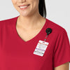 Boundless Women's 2-Pocket V-Neck Scrub Top Red side detail 1