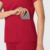 Boundless Women's 2-Pocket V-Neck Scrub Top Red hemline detail