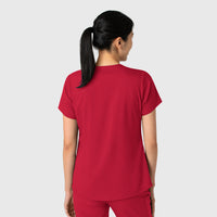 Boundless Women's 2-Pocket V-Neck Scrub Top Red back view
