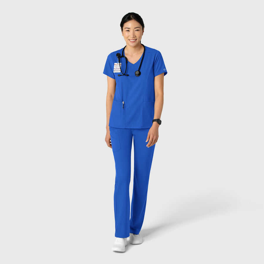Boundless Women's 2-Pocket V-Neck Scrub Top Royal full scrub set