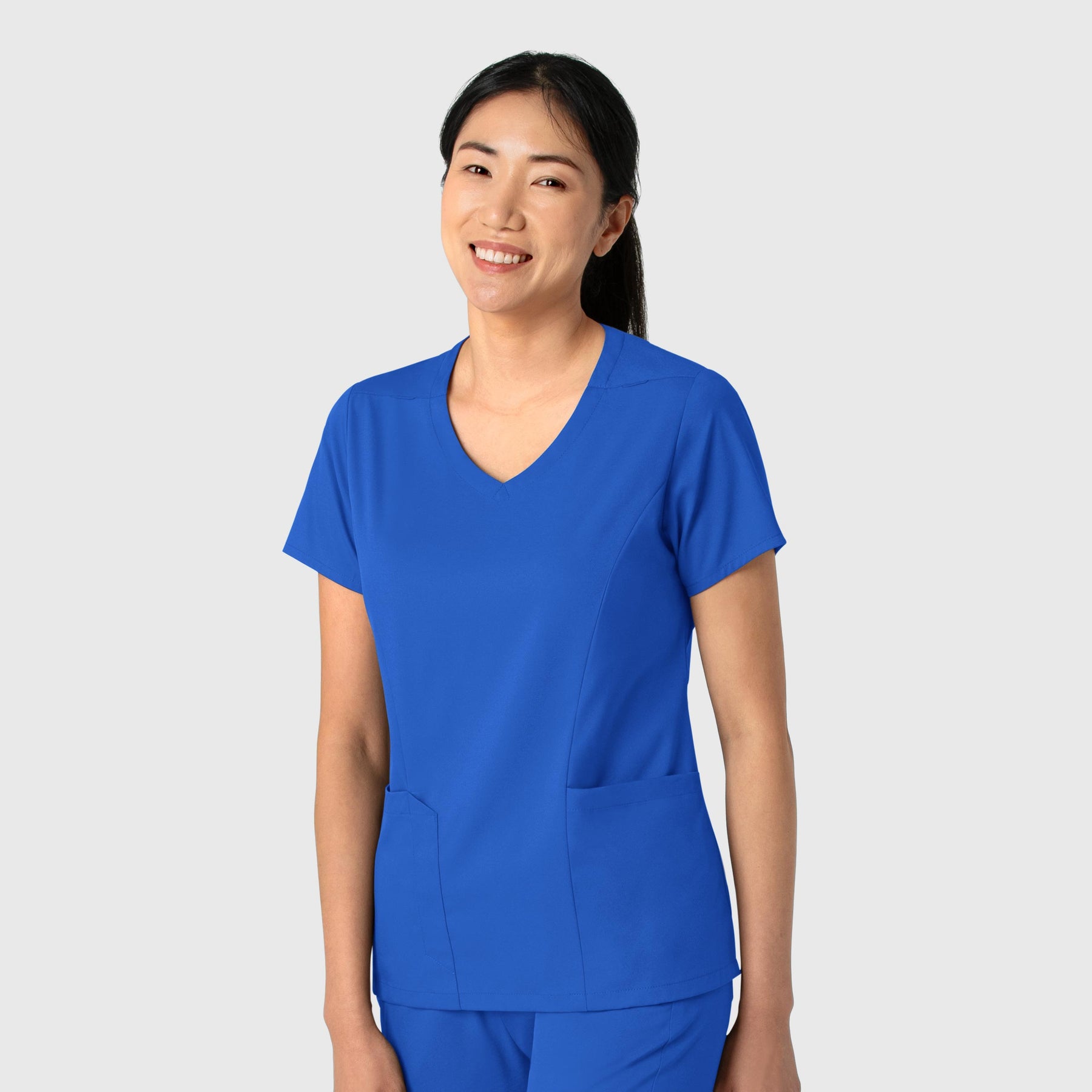 Boundless Women's 2-Pocket V-Neck Scrub Top Royal side view