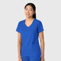 Boundless Women's 2-Pocket V-Neck Scrub Top Royal side view