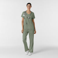 Boundless Women's 2-Pocket V-Neck Scrub Top Sage full scrub set