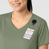 Boundless Women's 2-Pocket V-Neck Scrub Top Sage side detail 1