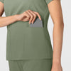 Boundless Women's 2-Pocket V-Neck Scrub Top Sage hemline detail