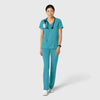 Boundless Women's 2-Pocket V-Neck Scrub Top Teal full scrub set