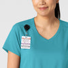 Boundless Women's 2-Pocket V-Neck Scrub Top Teal front detail