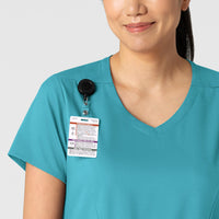 Boundless Women's 2-Pocket V-Neck Scrub Top Teal front detail