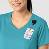 Boundless Women's 2-Pocket V-Neck Scrub Top Teal side detail 1