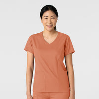 Boundless Women's 2-Pocket V-Neck Scrub Top Terracotta