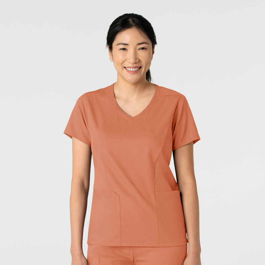 Boundless Women's 2-Pocket V-Neck Scrub Top Terracotta