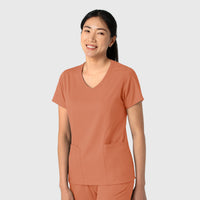 Boundless Women's 2-Pocket V-Neck Scrub Top Terracotta side view