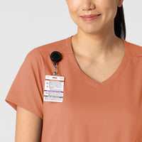 Boundless Women's 2-Pocket V-Neck Scrub Top Terracotta front detail