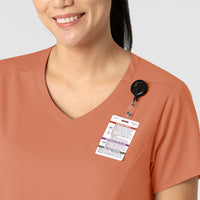 Boundless Women's 2-Pocket V-Neck Scrub Top Terracotta side detail 1