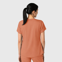 Boundless Women's 2-Pocket V-Neck Scrub Top Terracotta back view
