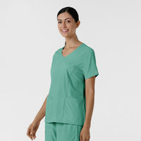 Boundless Women's 2-Pocket V-Neck Scrub Top Turquoise side view