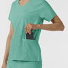 Boundless Women's 2-Pocket V-Neck Scrub Top Turquoise back detail