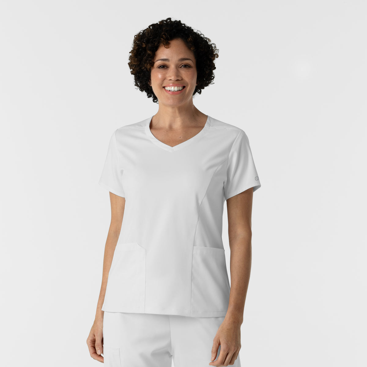 Boundless Women's 2-Pocket V-Neck Scrub Top White
