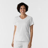 Boundless Women's 2-Pocket V-Neck Scrub Top White