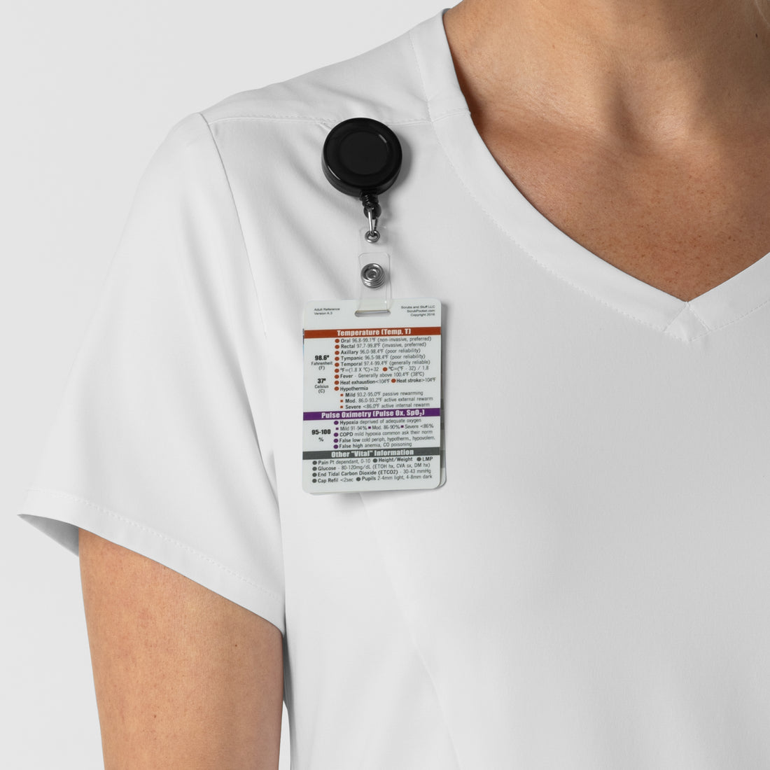 Boundless Women's 2-Pocket V-Neck Scrub Top White side detail 2