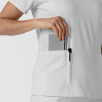 Boundless Women's 2-Pocket V-Neck Scrub Top White back detail