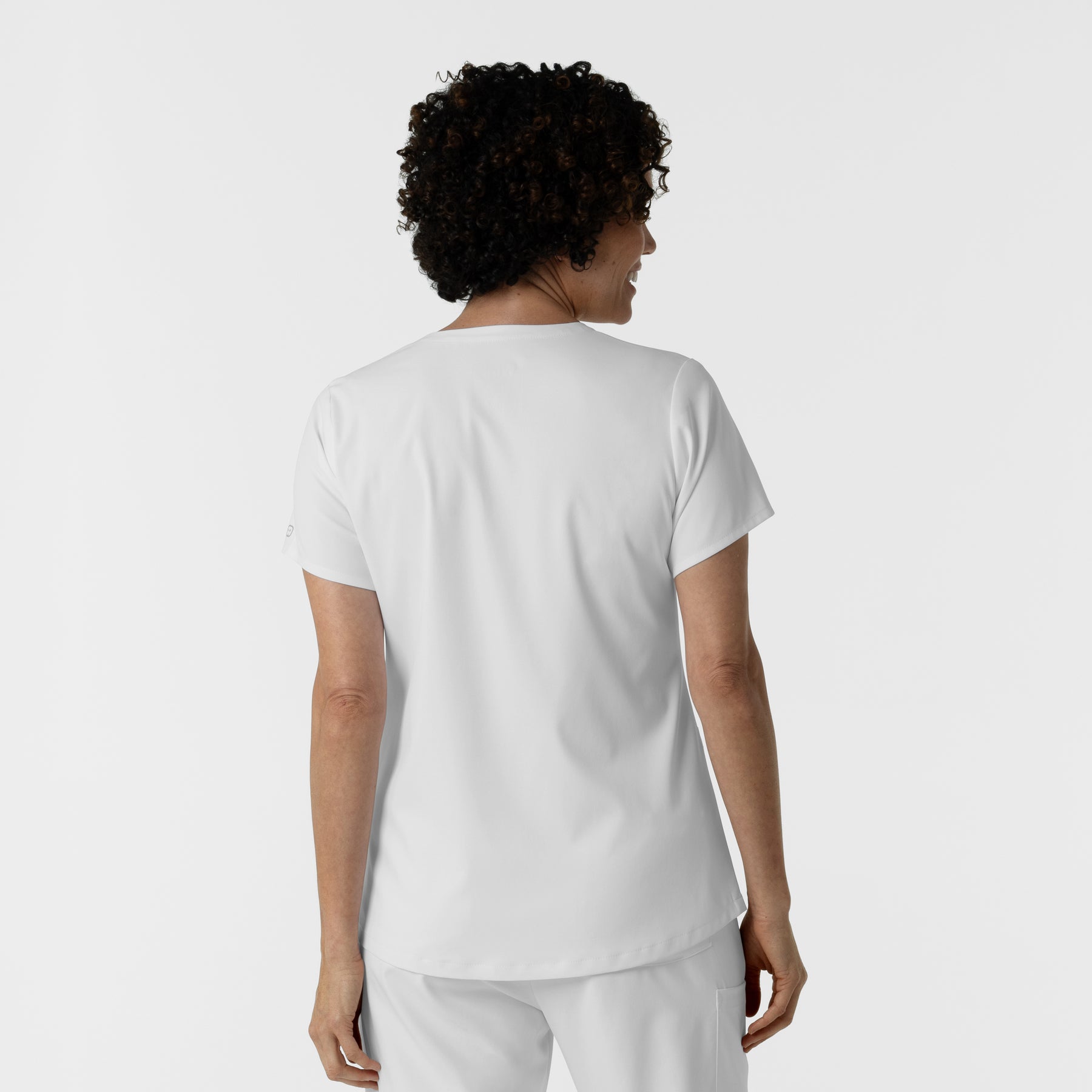 Boundless Women's 2-Pocket V-Neck Scrub Top White back view