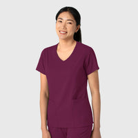 Boundless Women's 2-Pocket V-Neck Scrub Top Wine side view