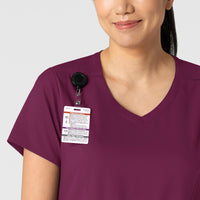 Boundless Women's 2-Pocket V-Neck Scrub Top Wine front detail