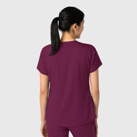 Boundless Women's 2-Pocket V-Neck Scrub Top Wine back view