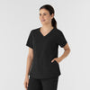RENEW Women's V-Neck Scrub Top Black side view