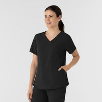RENEW Women's V-Neck Scrub Top Black side view