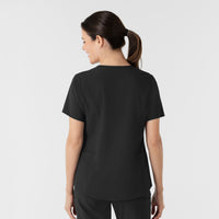 RENEW Women's V-Neck Scrub Top Black back view