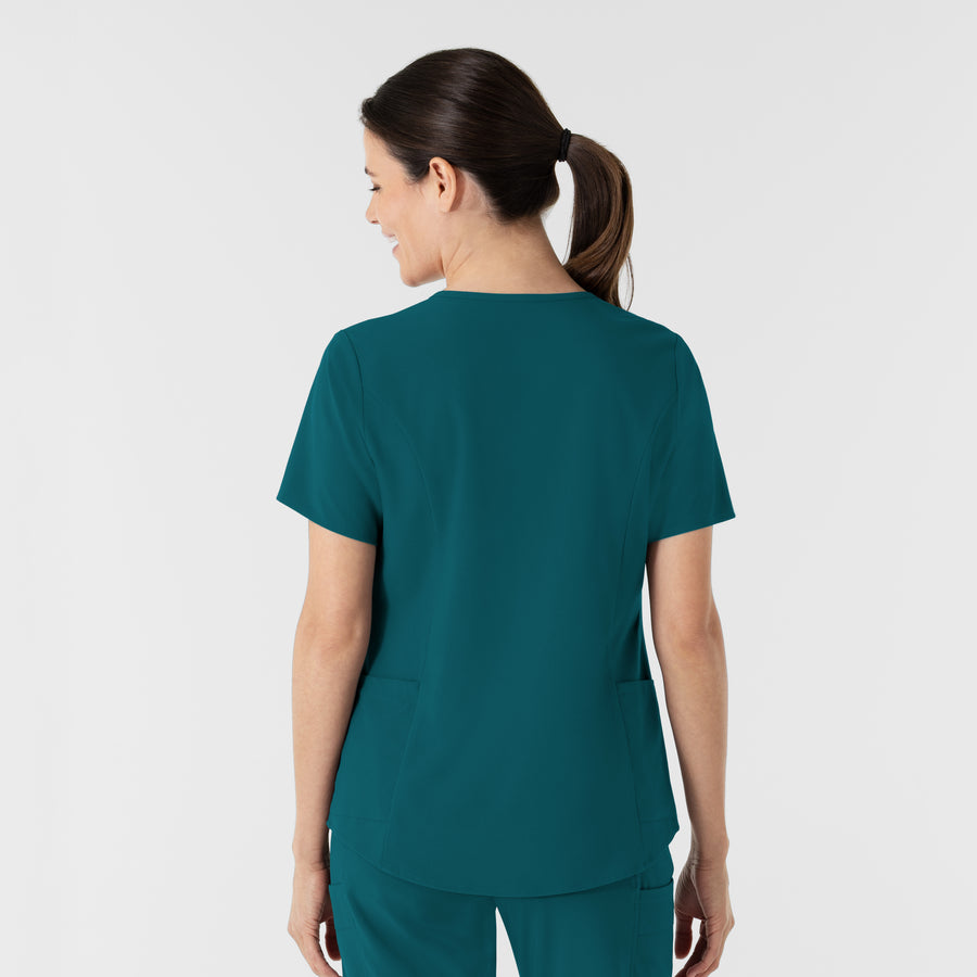 RENEW Women's V-Neck Scrub Top Caribbean back view
