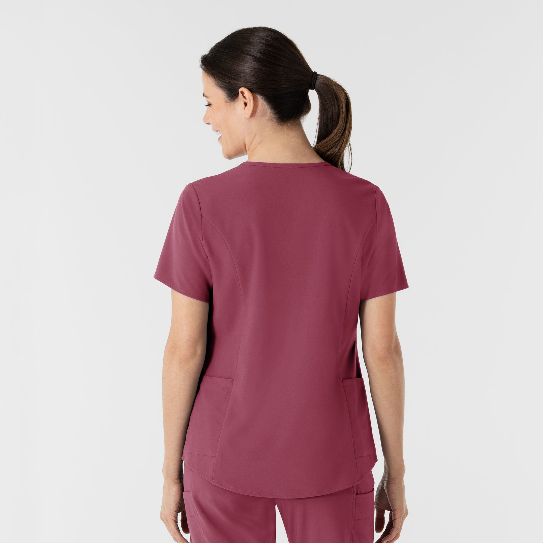 RENEW Women's V-Neck Scrub Top Carnation back view