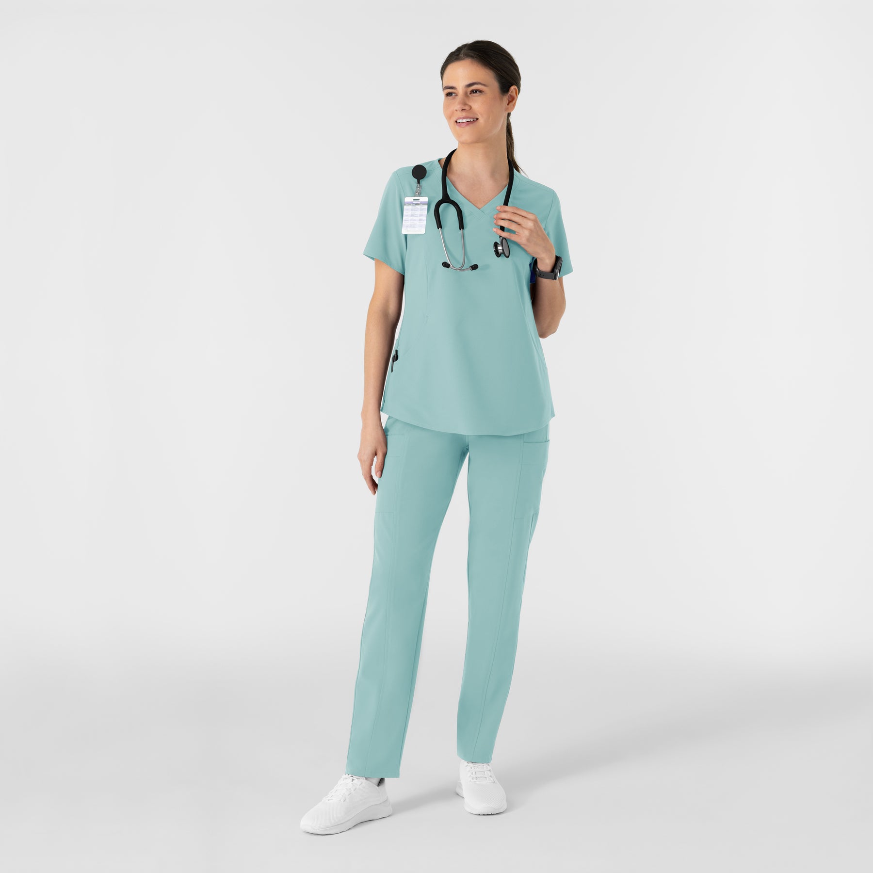 RENEW Women's V-Neck Scrub Top Coastal Blue full scrub set