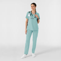 RENEW Women's V-Neck Scrub Top Coastal Blue full scrub set