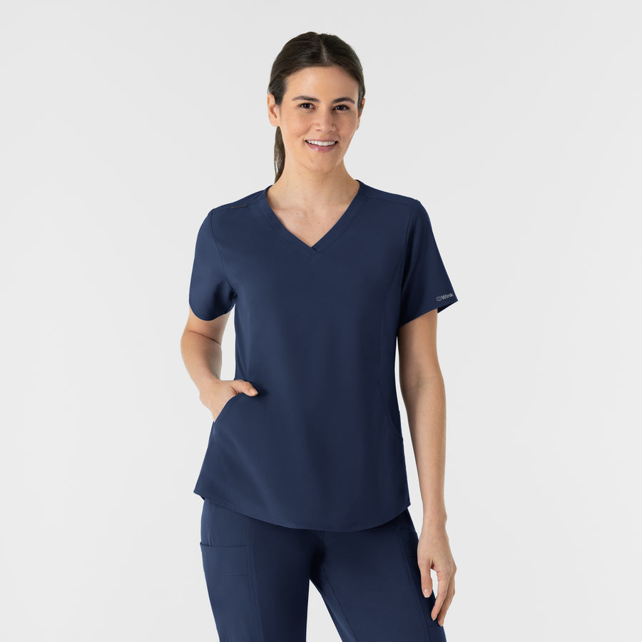 RENEW Women's V-Neck Scrub Top Navy