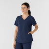 RENEW Women's V-Neck Scrub Top Navy side view