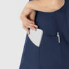RENEW Women's V-Neck Scrub Top Navy front detail