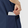 RENEW Women's V-Neck Scrub Top Navy side detail 1