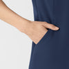 RENEW Women's V-Neck Scrub Top Navy hemline detail