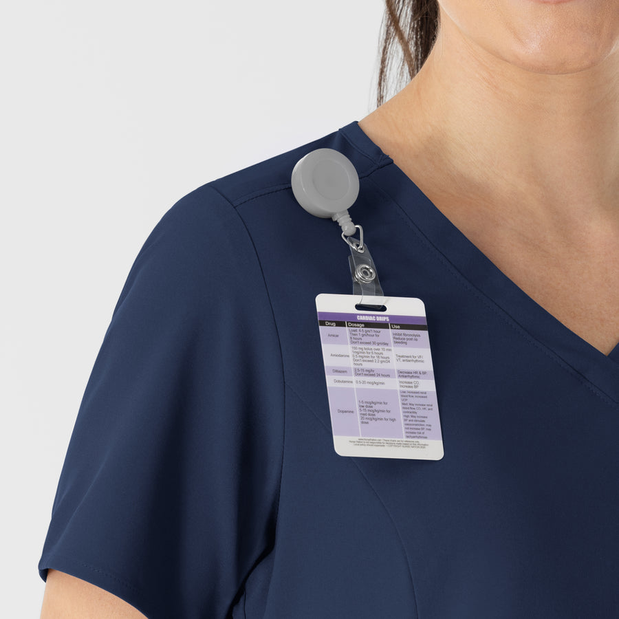 RENEW Women's V-Neck Scrub Top Navy back detail