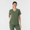 RENEW Women's V-Neck Scrub Top Olive