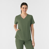 RENEW Women's V-Neck Scrub Top Olive