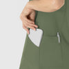 RENEW Women's V-Neck Scrub Top Olive front detail
