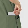 RENEW Women's V-Neck Scrub Top Olive side detail 1