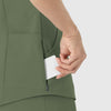 RENEW Women's V-Neck Scrub Top Olive side detail 2